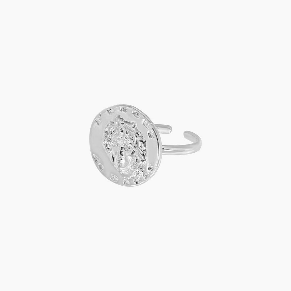 Maya Round Vintage Disk Adjustable Ring 14k Gold Plated Unique Style