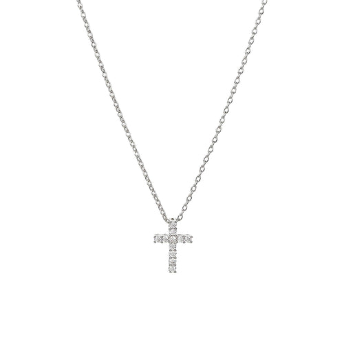 Aveline Crystal Cross Necklace 14k Gold Plated Minimal Style